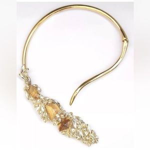 Alexis Bittar Brown Moonlight Cascading Collar Natural
Stone Necklace.